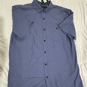 Even Tide  Blue short sleeve button down collared shirt Mens L NWT never worn